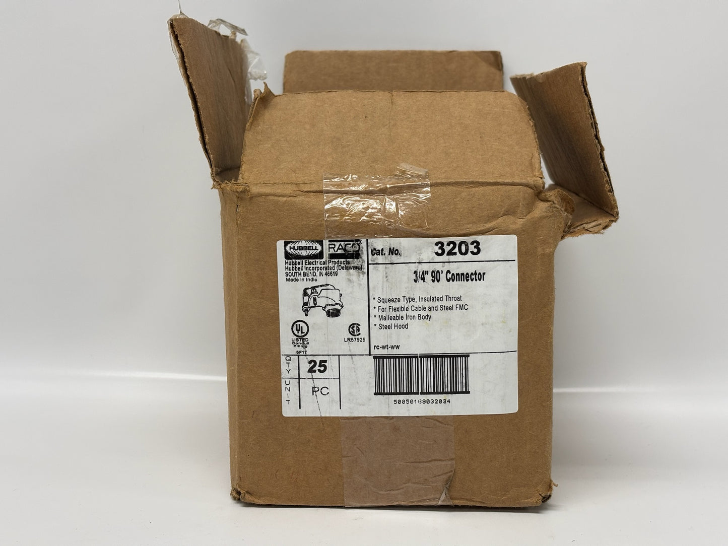 Hubbell RACO 3203 3/4" 90° Insulated Squeeze Conduit Connector