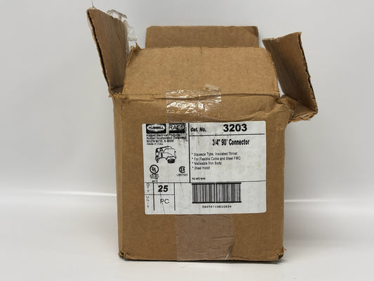 Hubbell RACO 3203 3/4" 90° Insulated Squeeze Conduit Connector