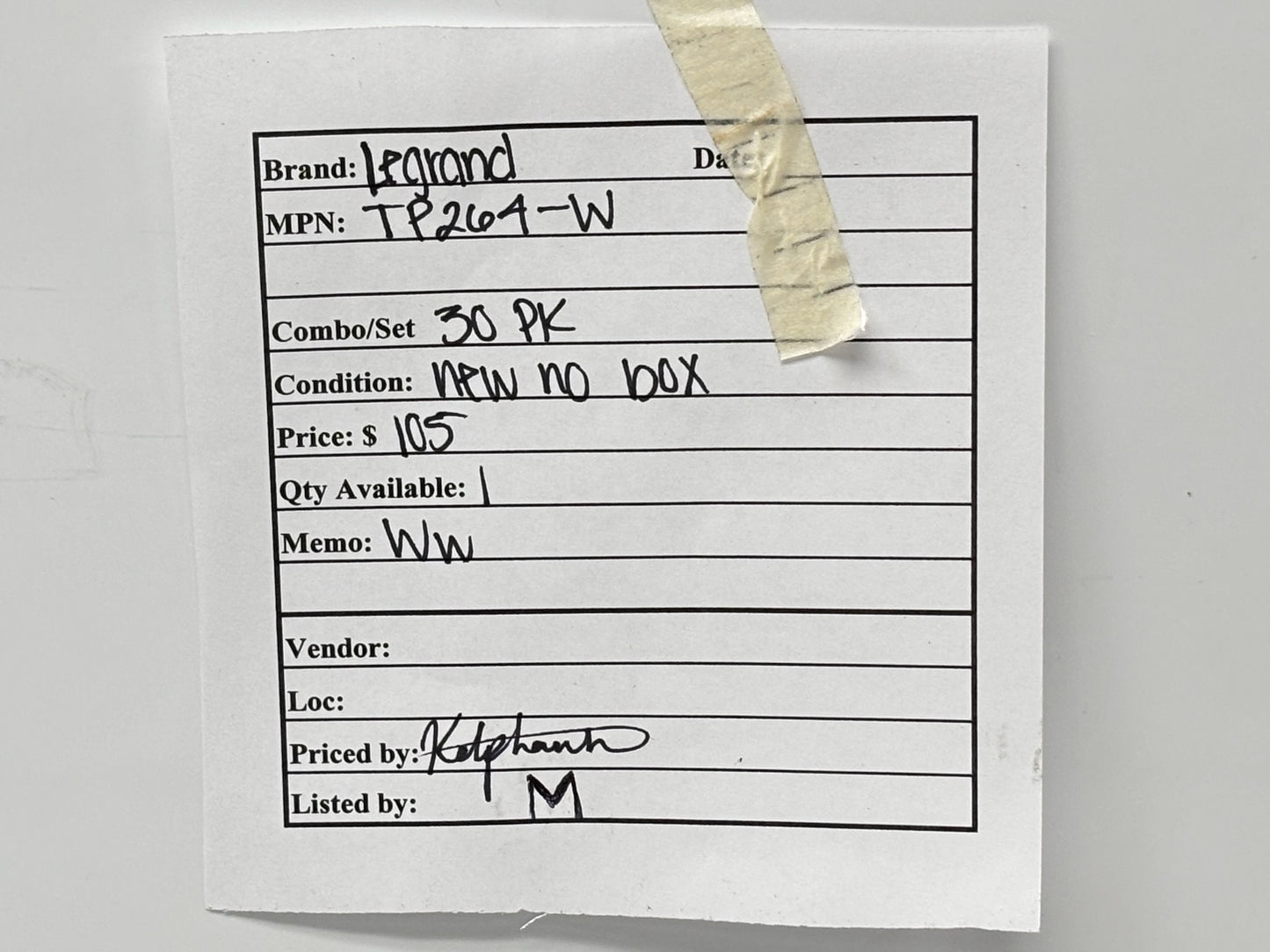 30PK Legrand TP264‑W 4‑Gang Decorator Wall Plate