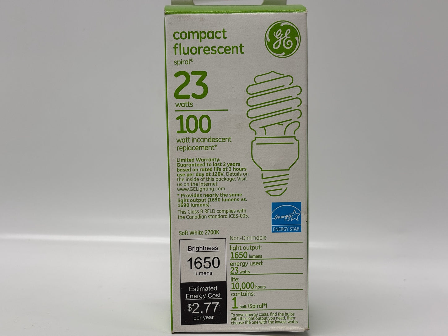 9 Pk GE 42164 FLE23H/T3/2/827 23W Compact Fluorescent T3 Spiral Soft White Lamp