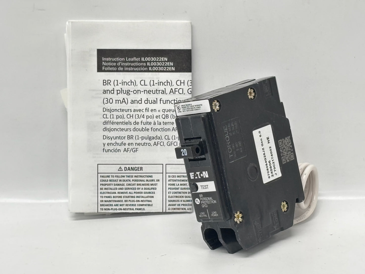 Eaton BRN120GF 20A Single-Pole GFCI Circuit Breaker – 120/240V