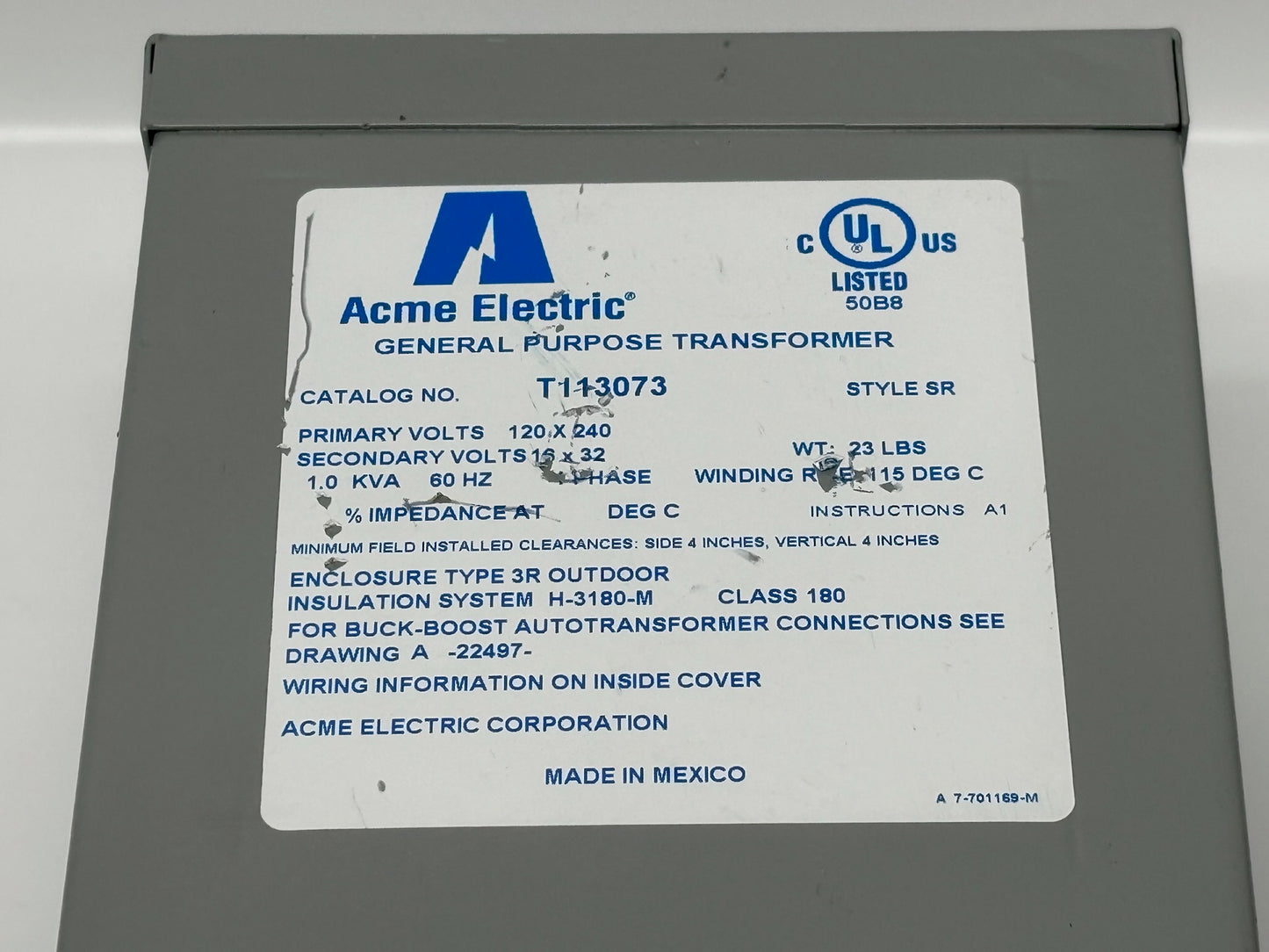 Acme T113073 General Purpose Single-Phase Transformer 1 kVA 120/240V