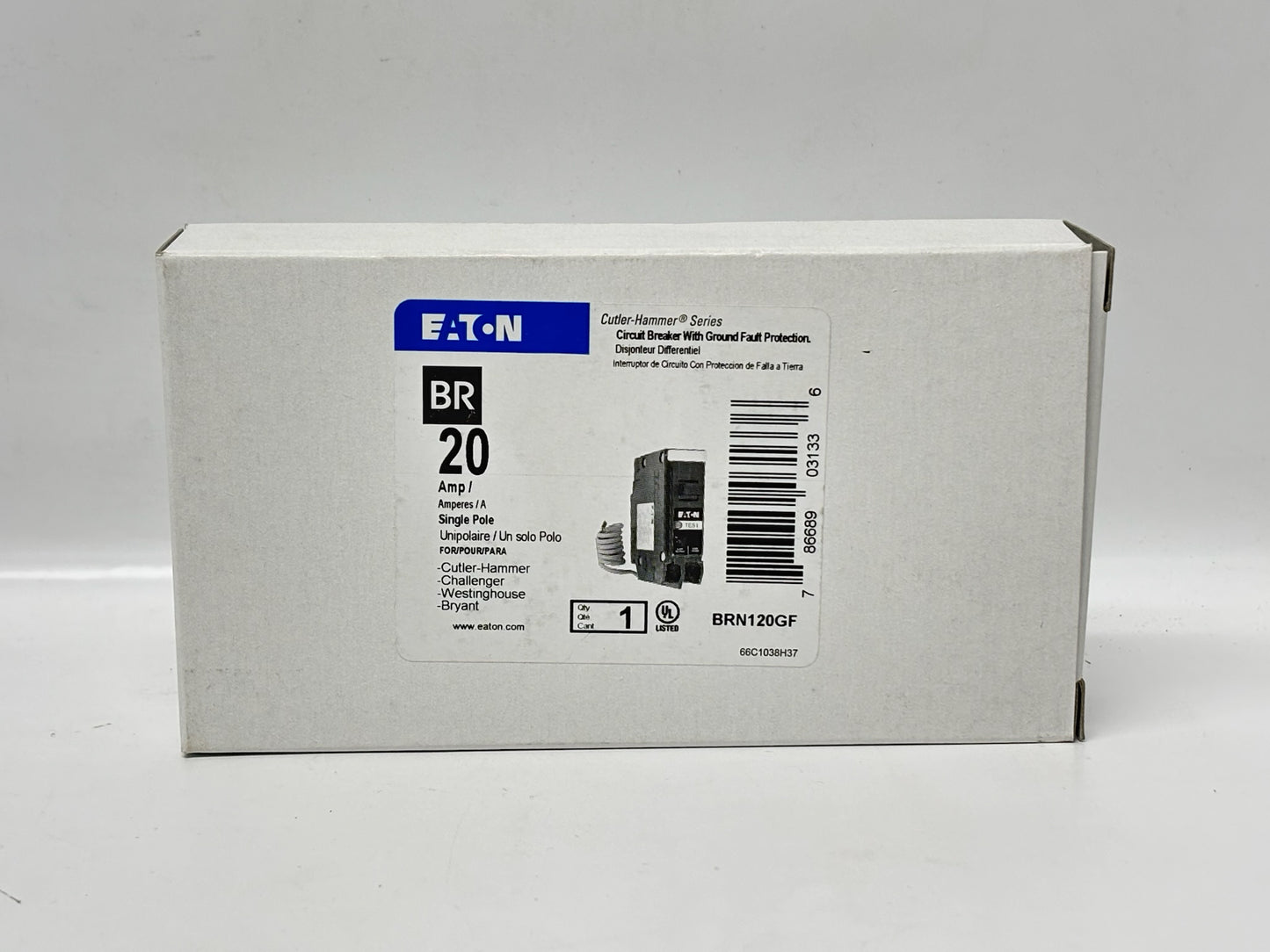 Eaton BRN120GF 20A Single-Pole GFCI Circuit Breaker – 120/240V