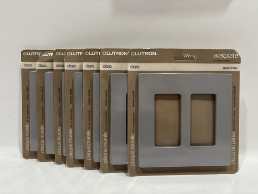 New 7PK Lutron CW-2-GR Screwless 2-Gang Designer wallplate