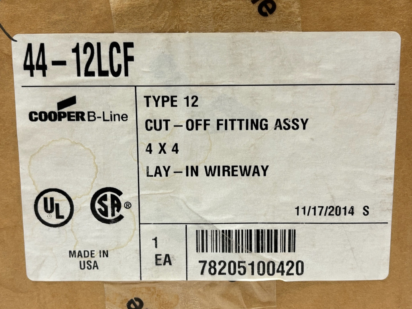 Eaton B-Line 44-12LCF 4" x 4" x 9.5" Top Opening Wireway Cross