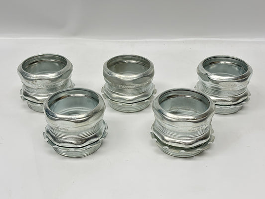 5PK Konkore CC200 Compression Connector – 2" Threadless Rigid, Zinc Plated