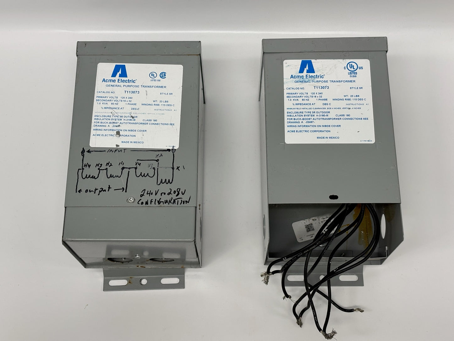 2 Pk Acme Electric T113073 1 kVA Single-Phase Buck-Boost Transformer