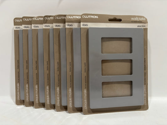 New 7PK Lutron CW-3-GR Screwless 3-Gang Designer Wallplate