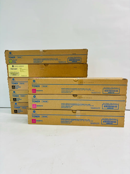 8 Genuine Konica BH C458,C558 Magenta, Yellow & Black Toner TN514 MMMYYKKK