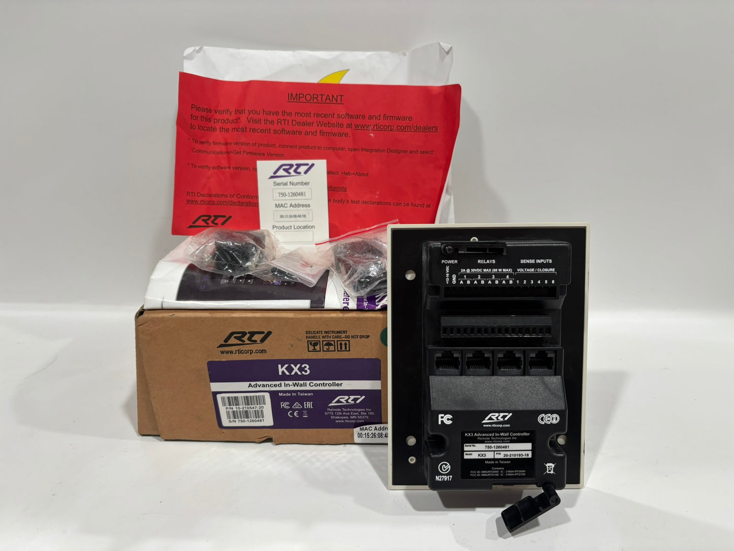 RTI KX3 3.5" In-Wall Touch panel Keypad with Built-In Control Processor