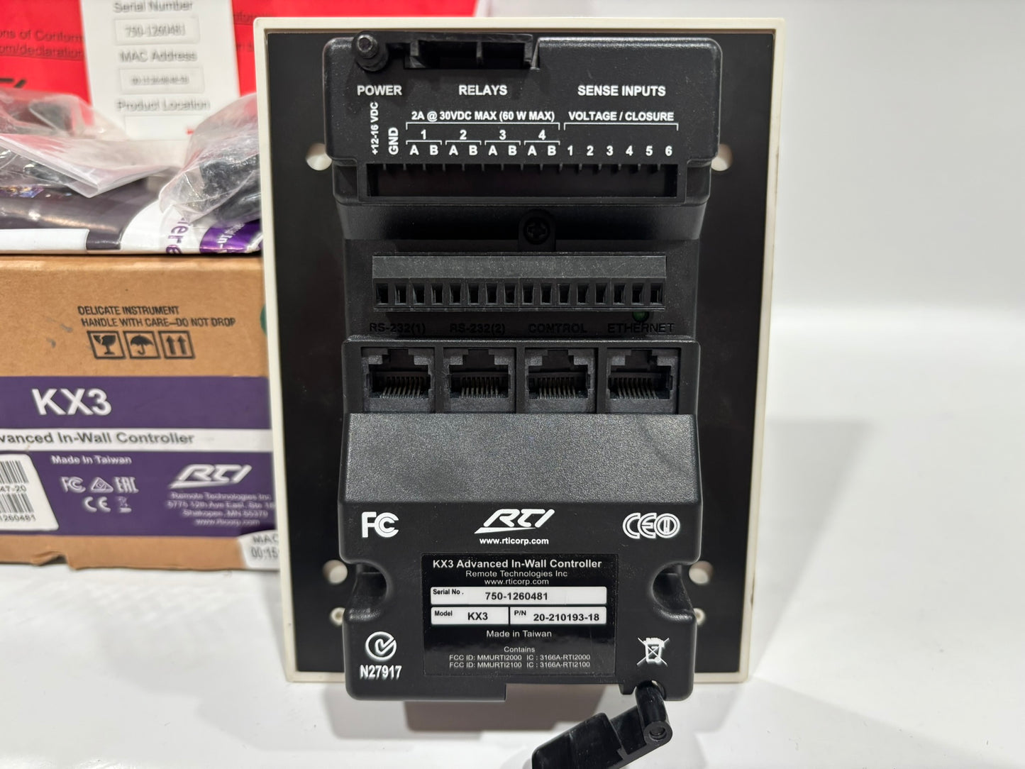 RTI KX3 3.5" In-Wall Touch panel Keypad with Built-In Control Processor