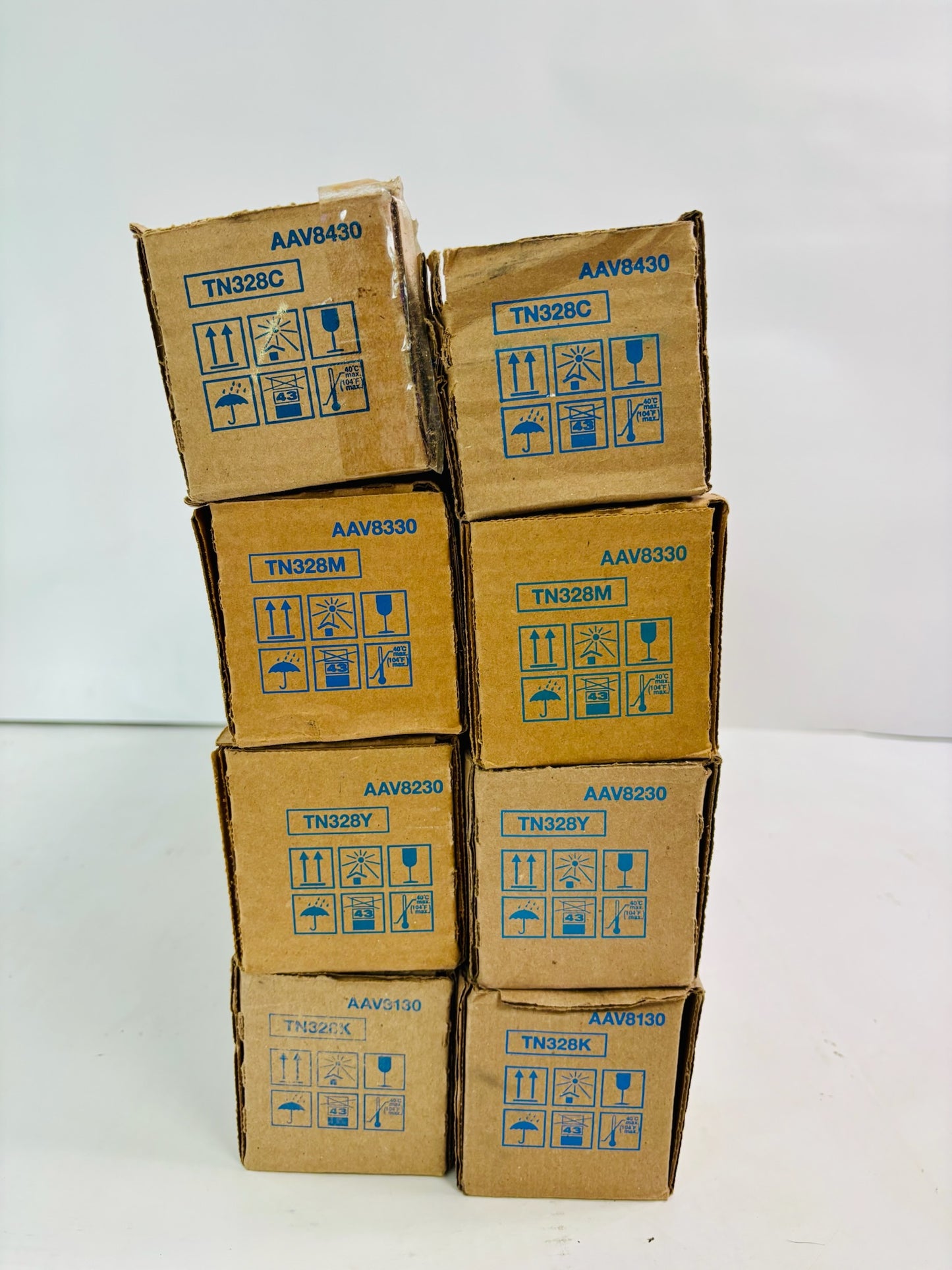 8 Genuine Konica Minolta BH 300i, 360i Cyan, Magenta, Yellow & Black Toner TN328