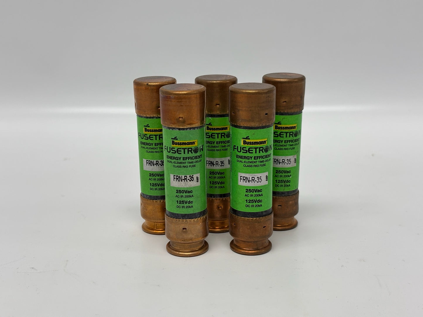 5 Pk Bussmann Fusetron FRN-R-35 35A Dual-Element Time-Delay Cartridge Fuse