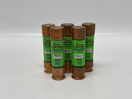 5 Pk Bussmann Fusetron FRN-R-35 35A Dual-Element Time-Delay Cartridge Fuse