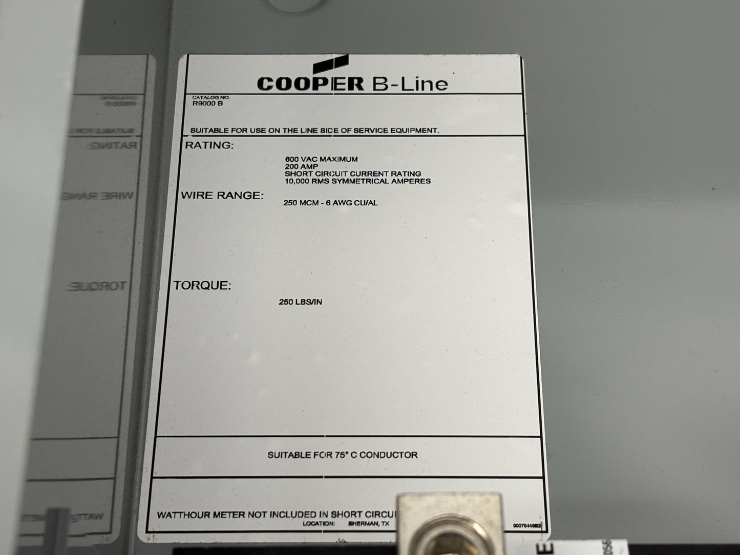 Eaton R9000 B Bussed Underground Terminal 200A NEMA 3R Enclosure