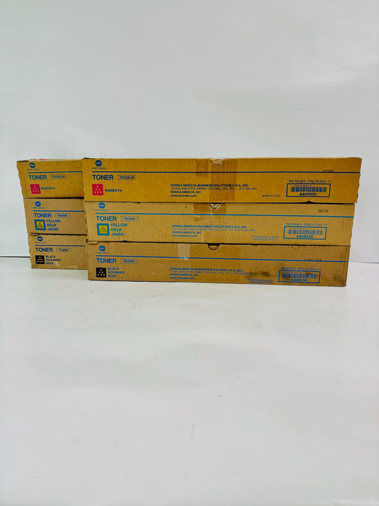 6 Genuine Konica Minolta C250, C300 Magenta, Yellow & Black Toner TN328 MMYYKK