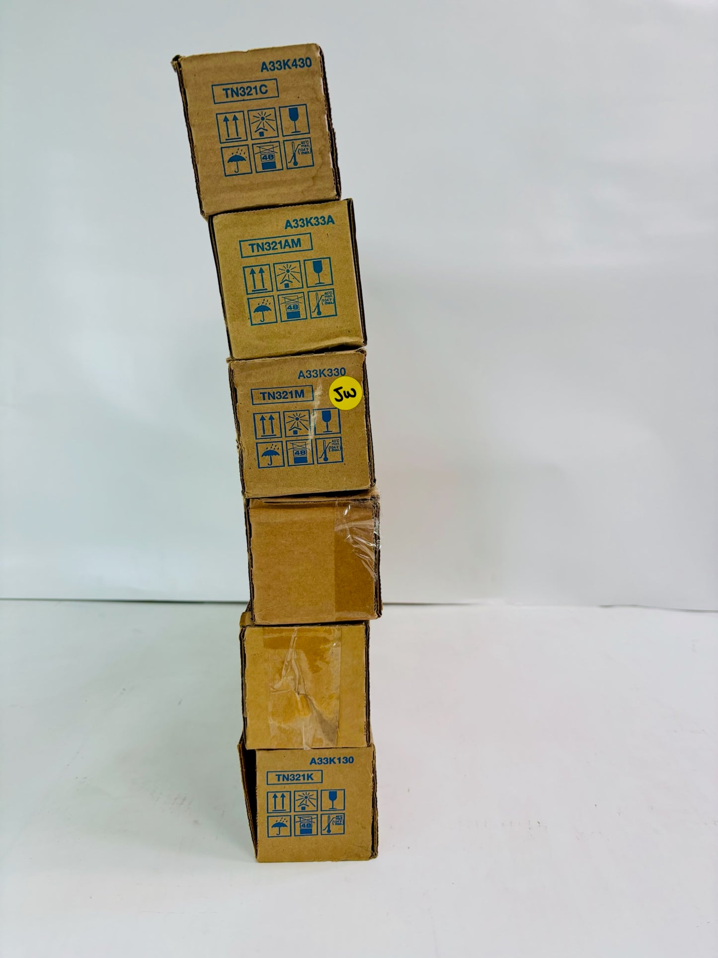 6 Genuine Konica Minolta BH C224, C224e Cyan, Magenta, Yellow & Black Toner TN321