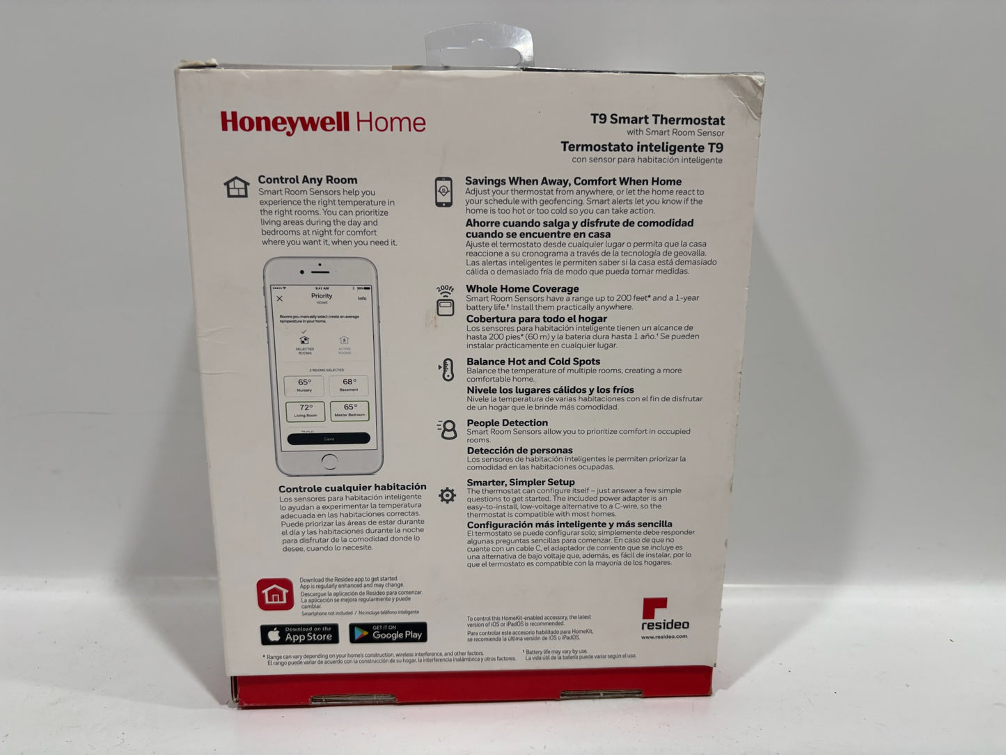 New Open HoneyWell T9 Smart Thermostat With Room Sensor