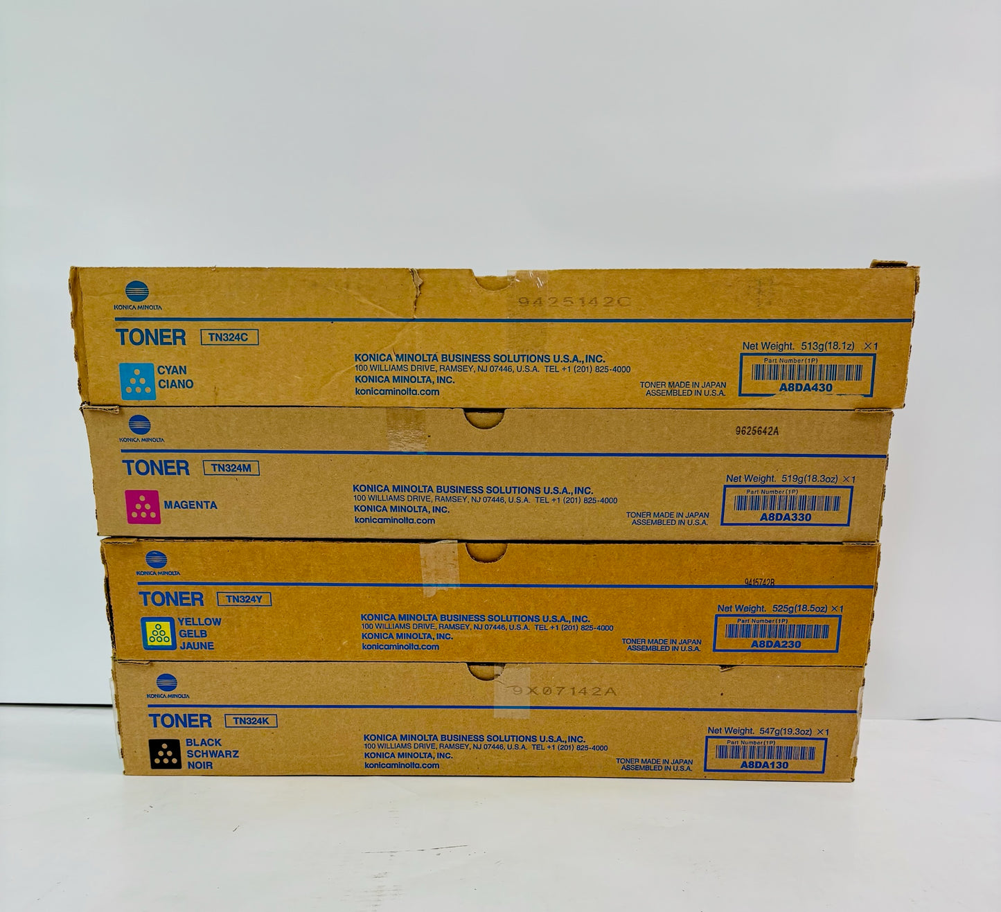 4 Genuine Konica Bizhub C258,C308 Cyan, Magenta, Yellow & Black Toner TN324 CMYK