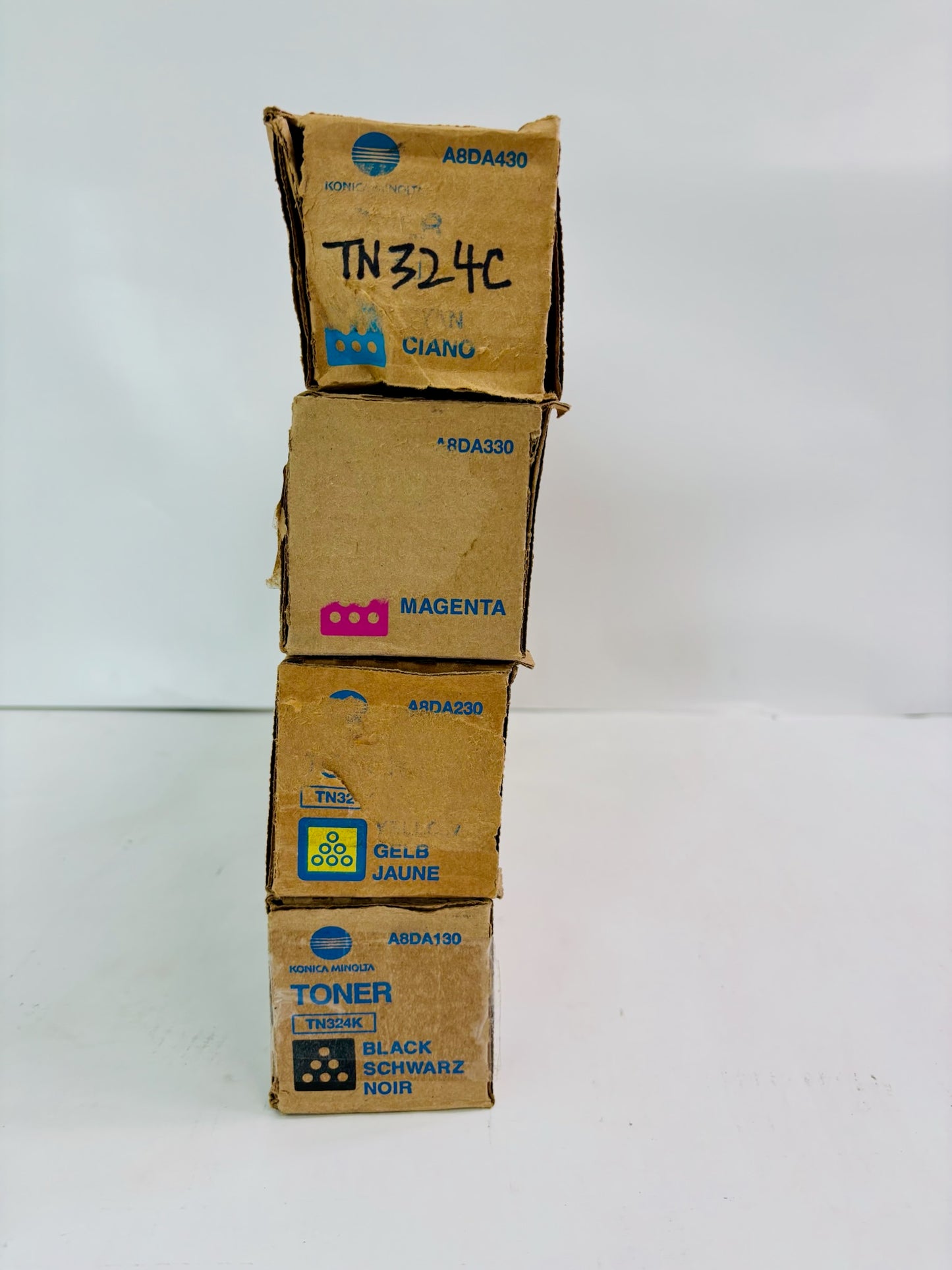 4 Genuine Konica Bizhub C258,C308 Cyan, Magenta, Yellow & Black Toner TN324 CMYK