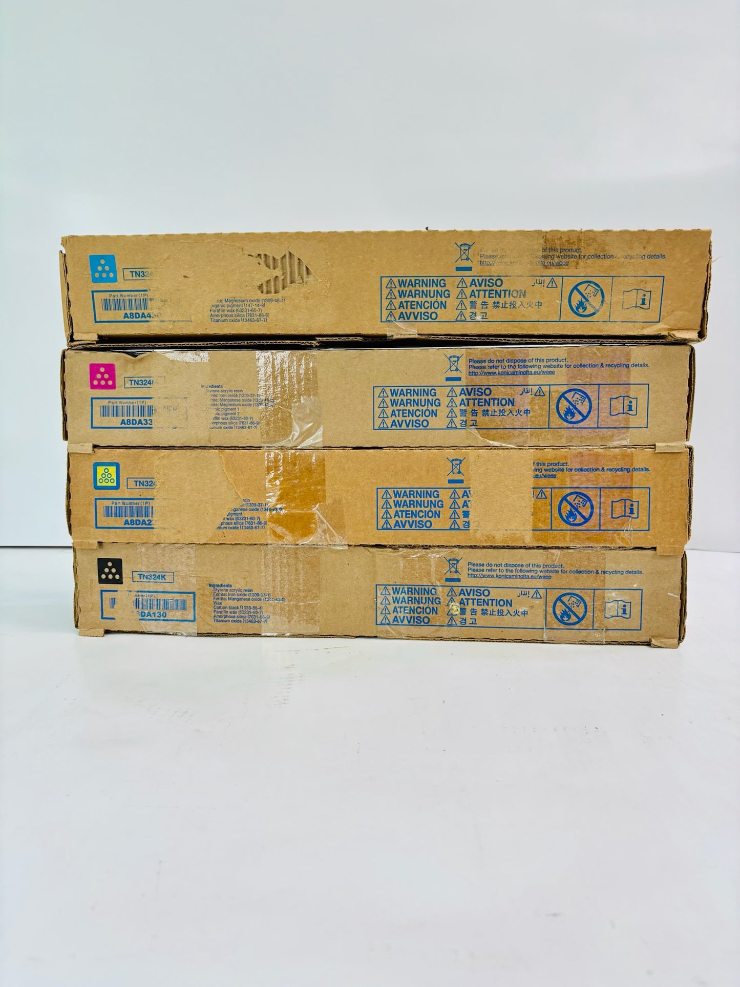 4 Genuine Konica Bizhub C258,C308 Cyan, Magenta, Yellow & Black Toner TN324 CMYK