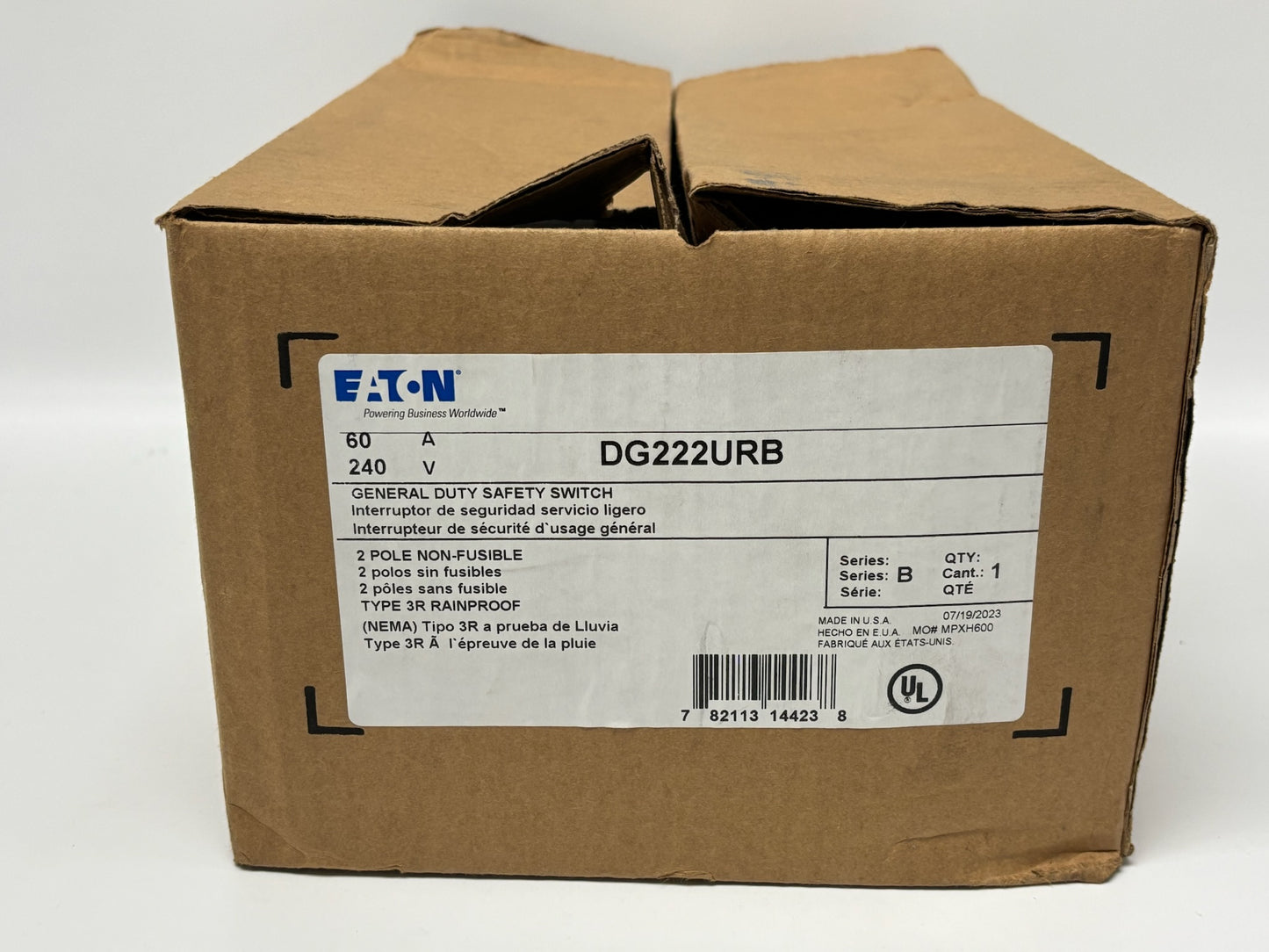 Eaton DG222URB General Duty 60A 240V Non-Fusible Safety Switch NEMA 3R