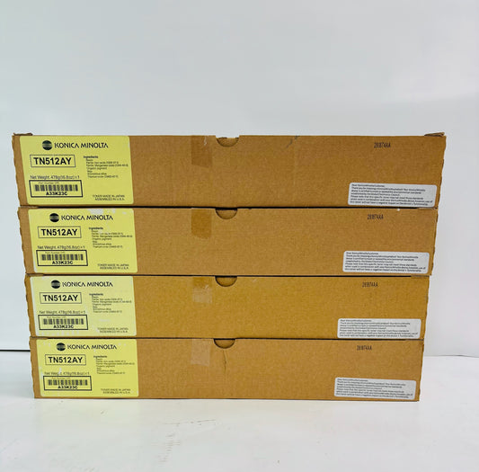 4 Genuine Konica Bizhub C454,C454e,C554 Yellow Toner TN512AY