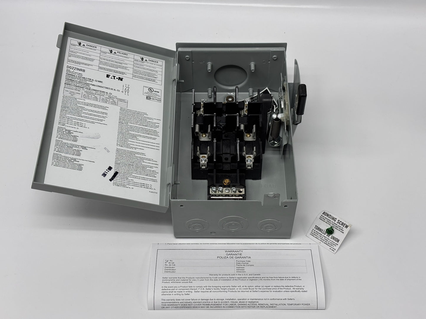 Eaton DG221NRB General Duty Non-Fusible Safety Switch 30A 240V NEMA 3R