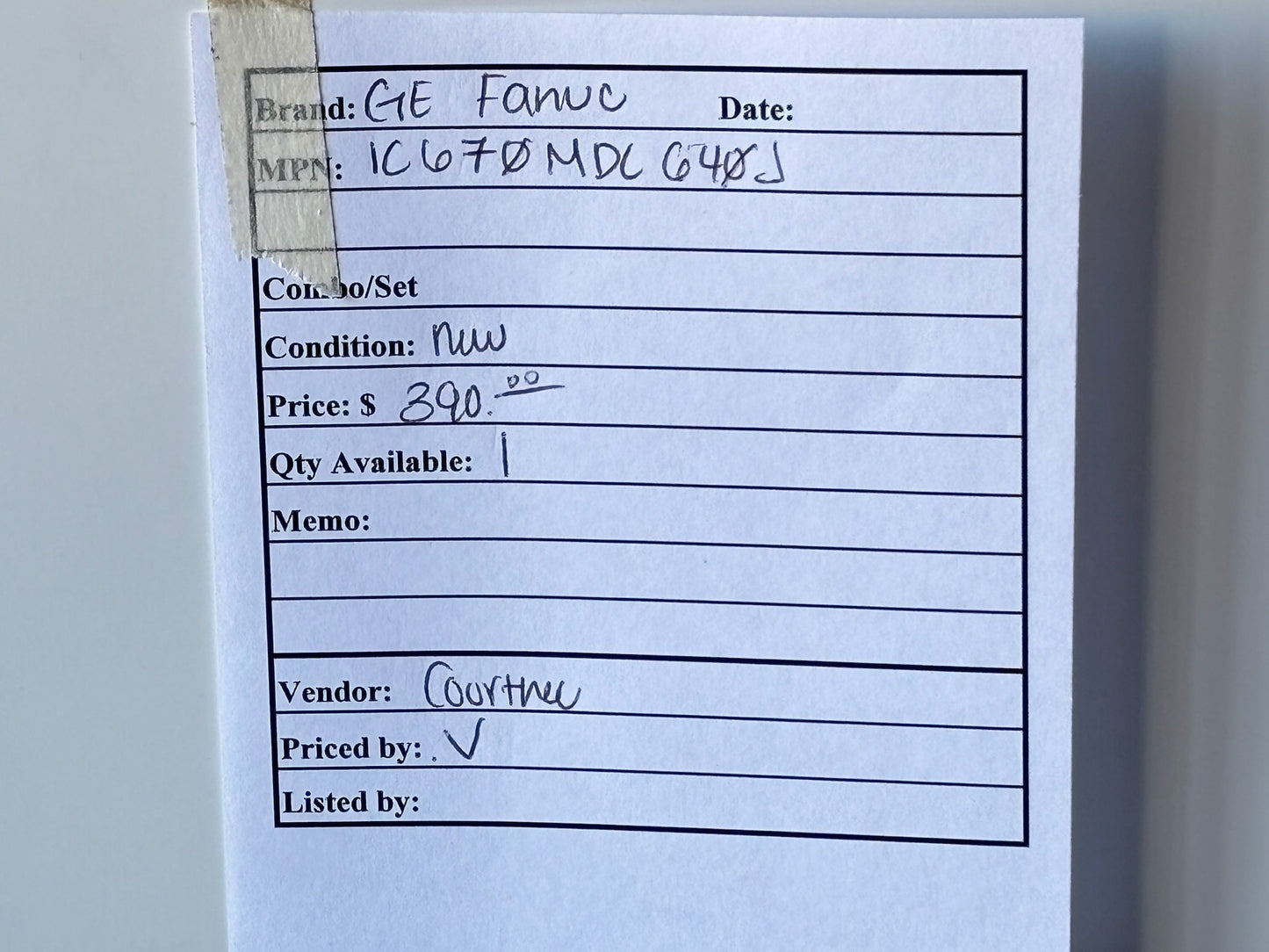 GE Fanuc IC670MDL640J – 24 VDC, 16-Point Positive/Negative Logic Input Module