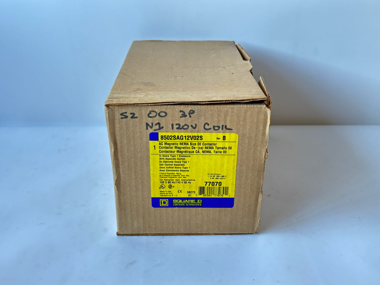 Square D 8502SAG12V02S NEMA Type S 3-Pole Contactor (110/120 V Coil)