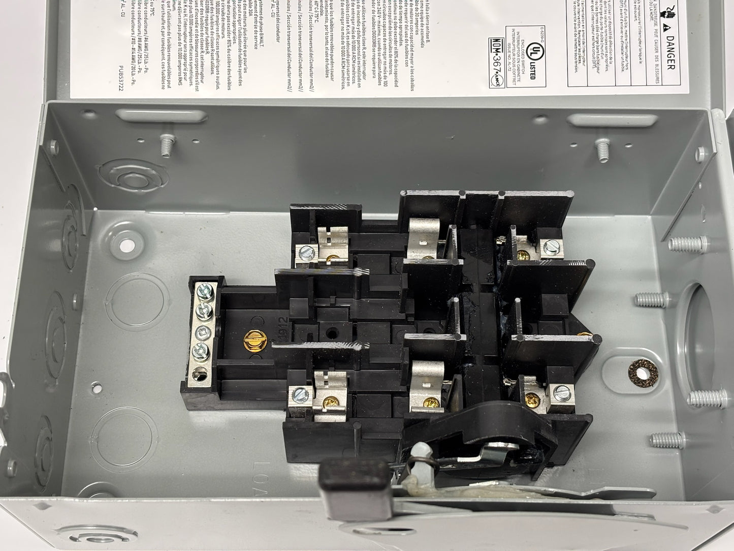 Eaton DG221NRB General Duty Non-Fusible Safety Switch 30A 240V NEMA 3R