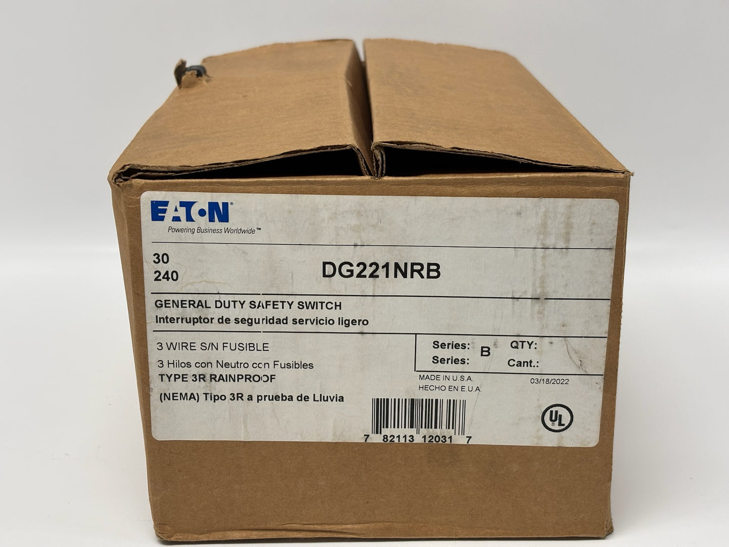 Eaton DG221NRB General Duty Non-Fusible Safety Switch 30A 240V NEMA 3R