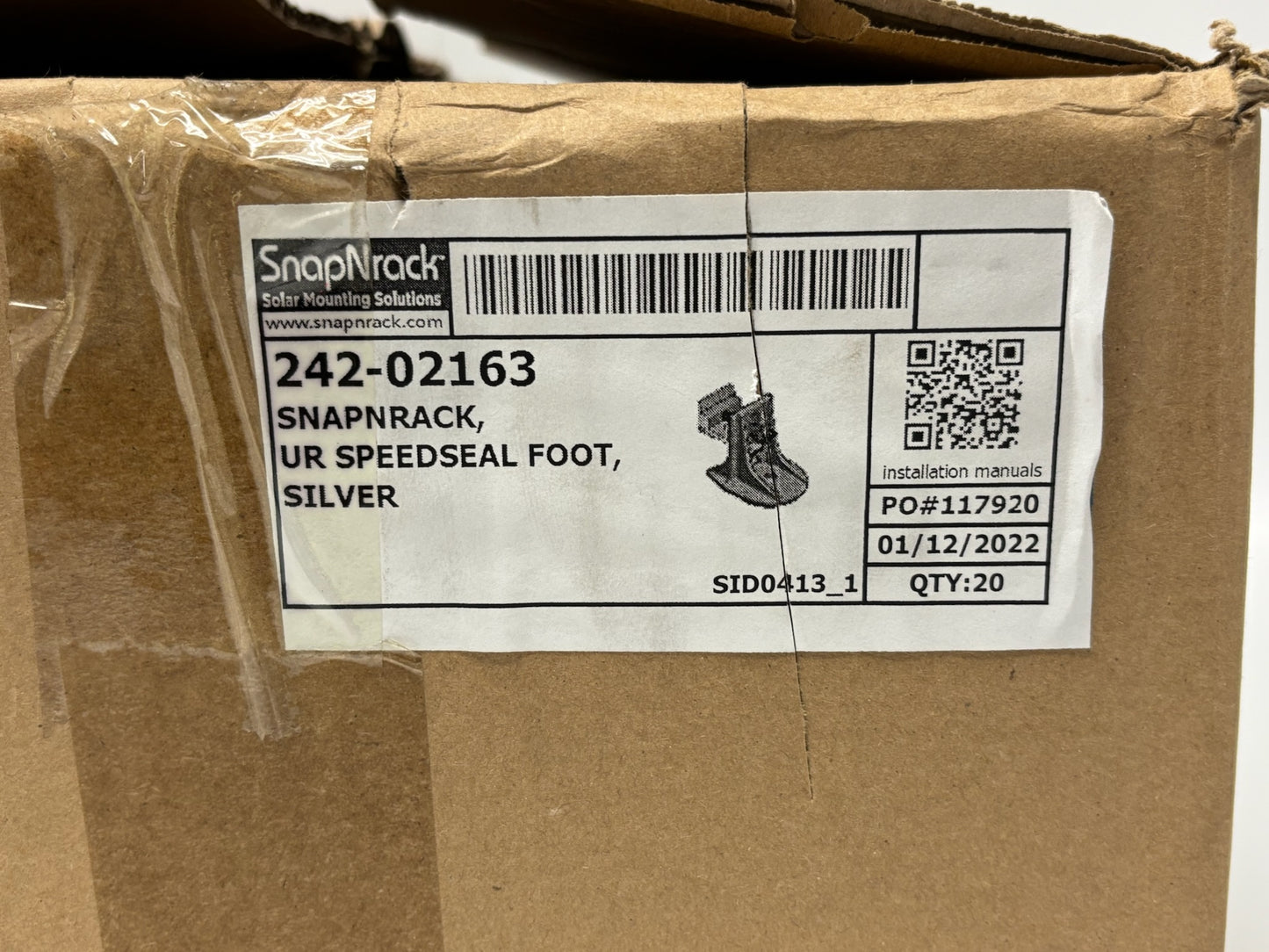 20 Pk SnapNrack 242-02163 Ultra Rail SpeedSeal Foot Silver Roof Mount Accessory