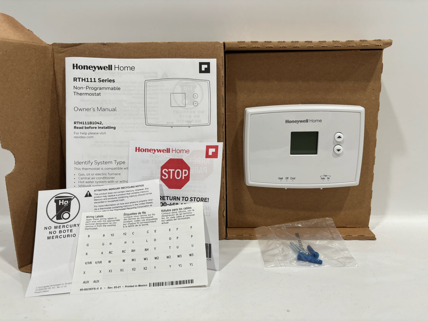 New Open 10PK HoneyWell RTH111B1024 Non-Programmable Thermostat