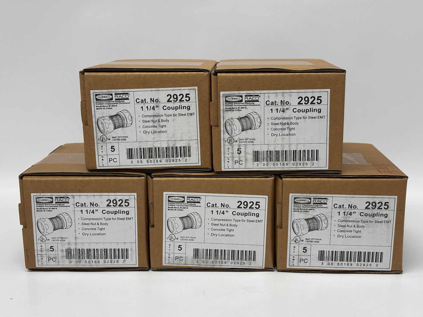 5 Pk Hubbell RACO 2925 1-1/4-Inch Rigid/IMC Conduit Locknut Steel Zinc Plate