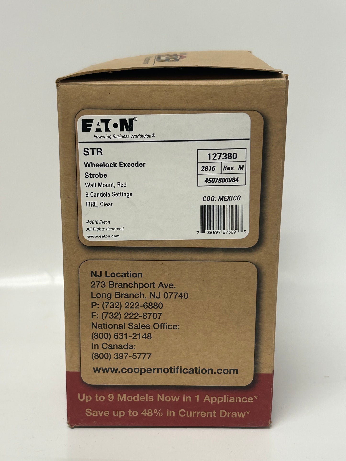 EATON STR 127380 Wheelock Exceder  Strobe, Wall Mount, Red