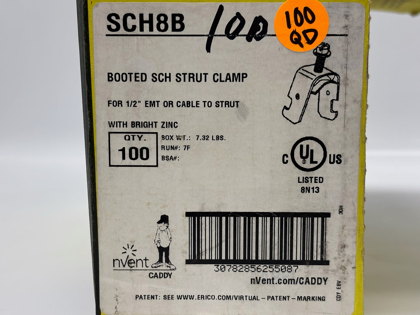 125 Pk nVent Caddy SCH8B 1/2″ EMT to Strut Channel Clamp for Conduit Support