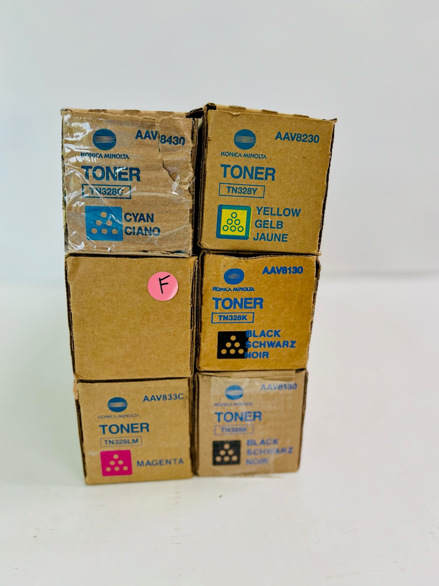 6 Genuine Konica Minolta BH C250i,C300i Cyan, Magenta, Yellow & Black Toner TN328
