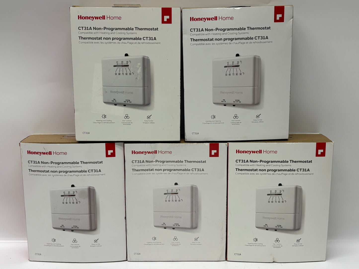 New Open 5PK HoneyWell CT31A Non-Programmable thermostat