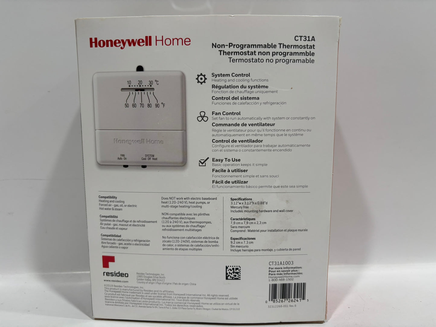 New Open 10PK HoneyWell CT31A Non-Programmable thermostat