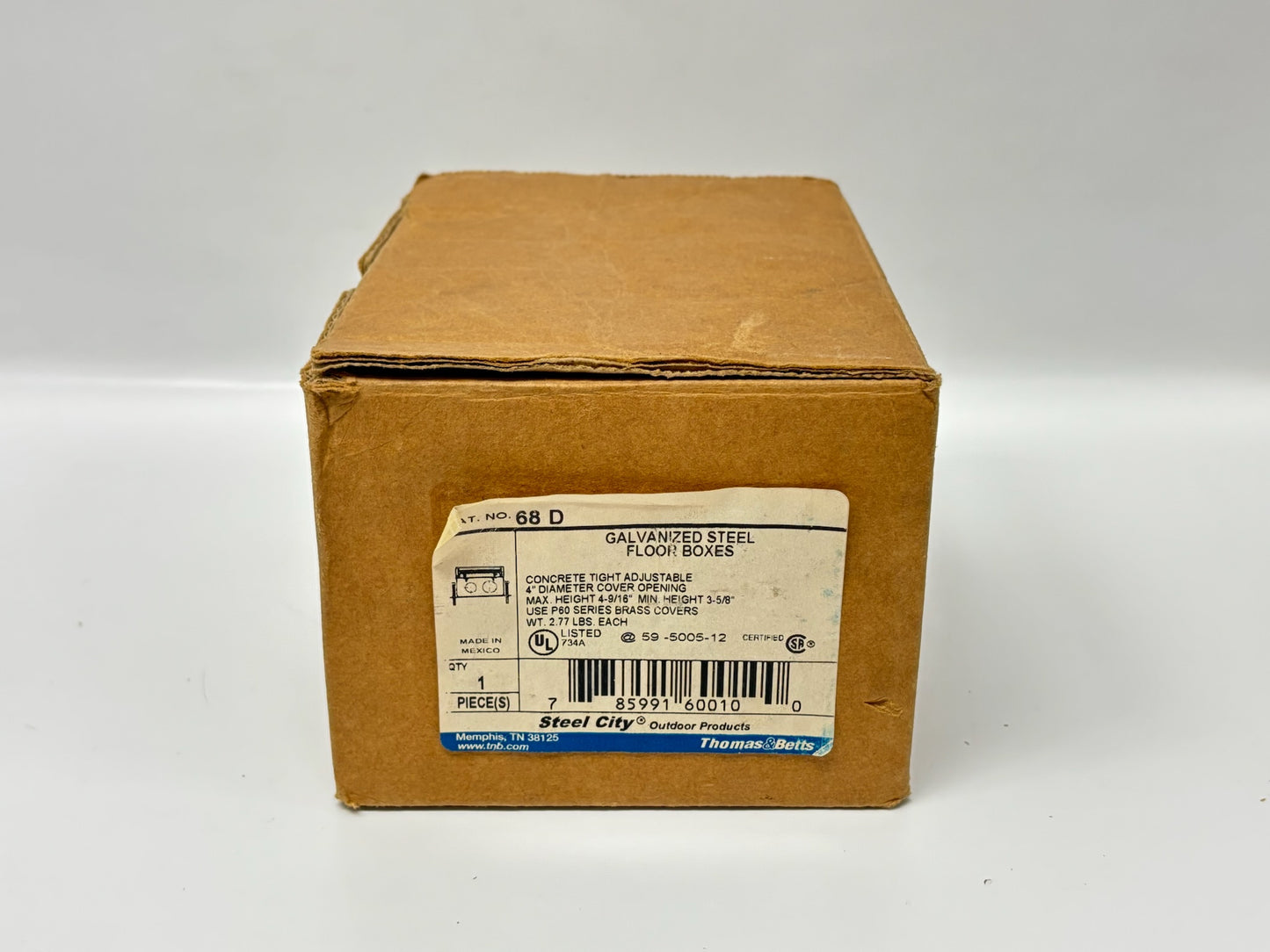 Steel City 68‑D 1‑Gang Deep Flush Service Floor Box (60 cu in)