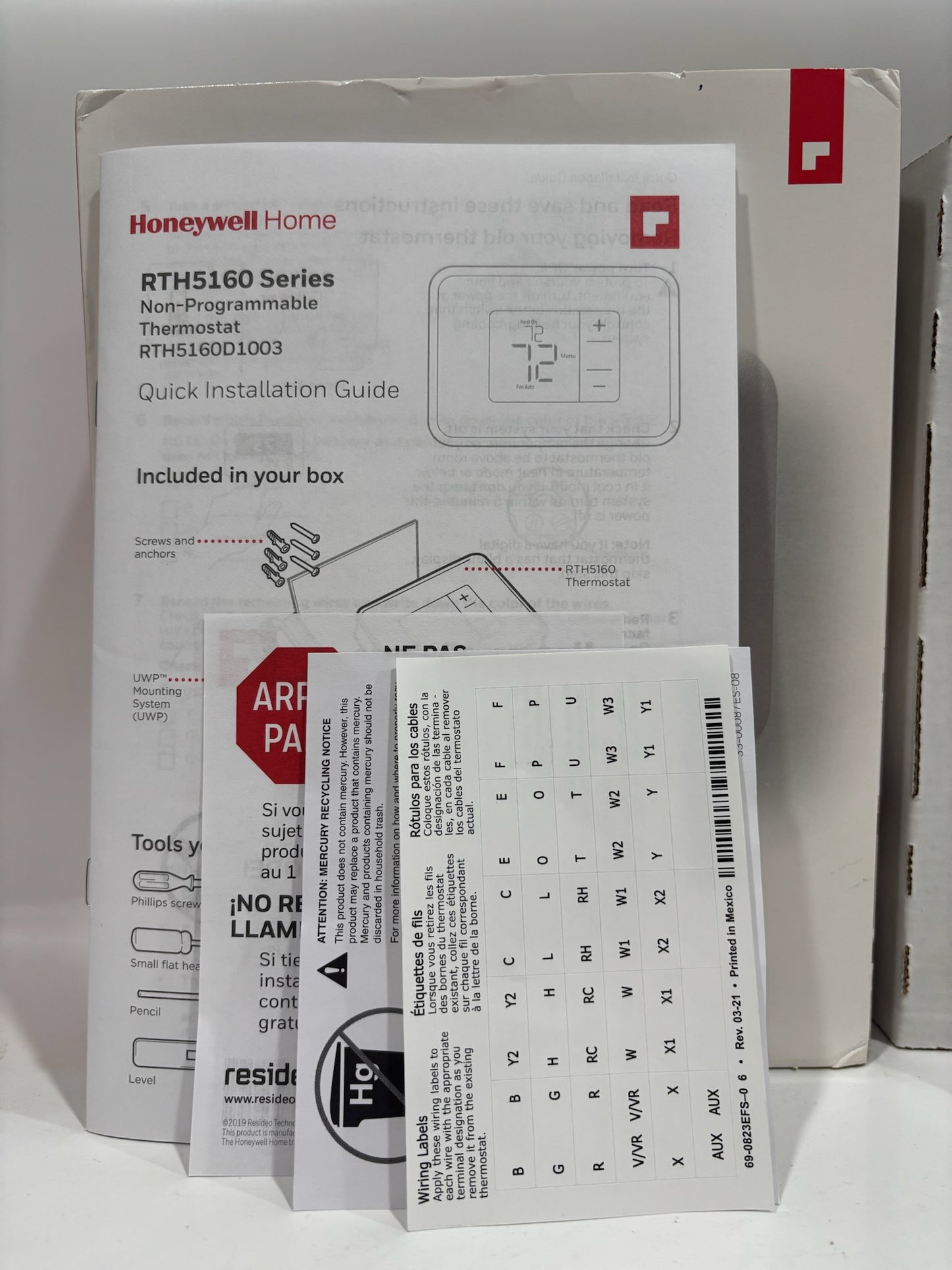 New Open 6PK Honeywell T2 Non-Programmable Thermostat
