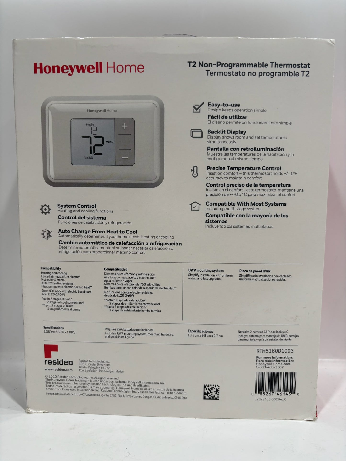 New Open 6PK Honeywell T2 Non-Programmable Thermostat