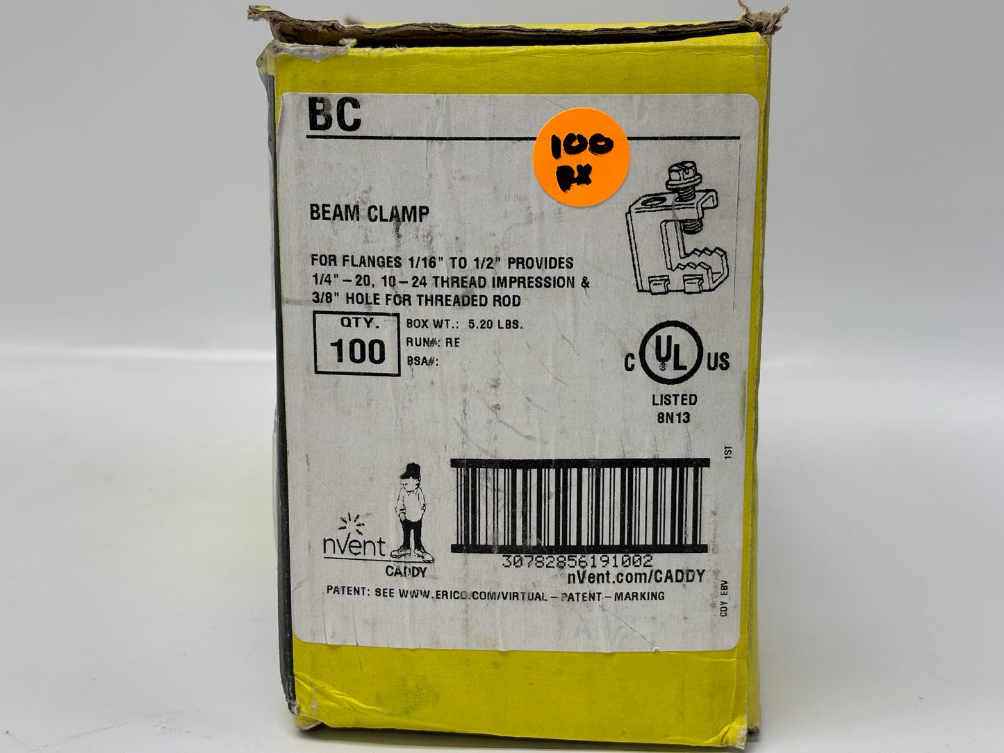 100 Pk nVent CADDY BC Beam Clamp Rod-to-Beam Support Clamp