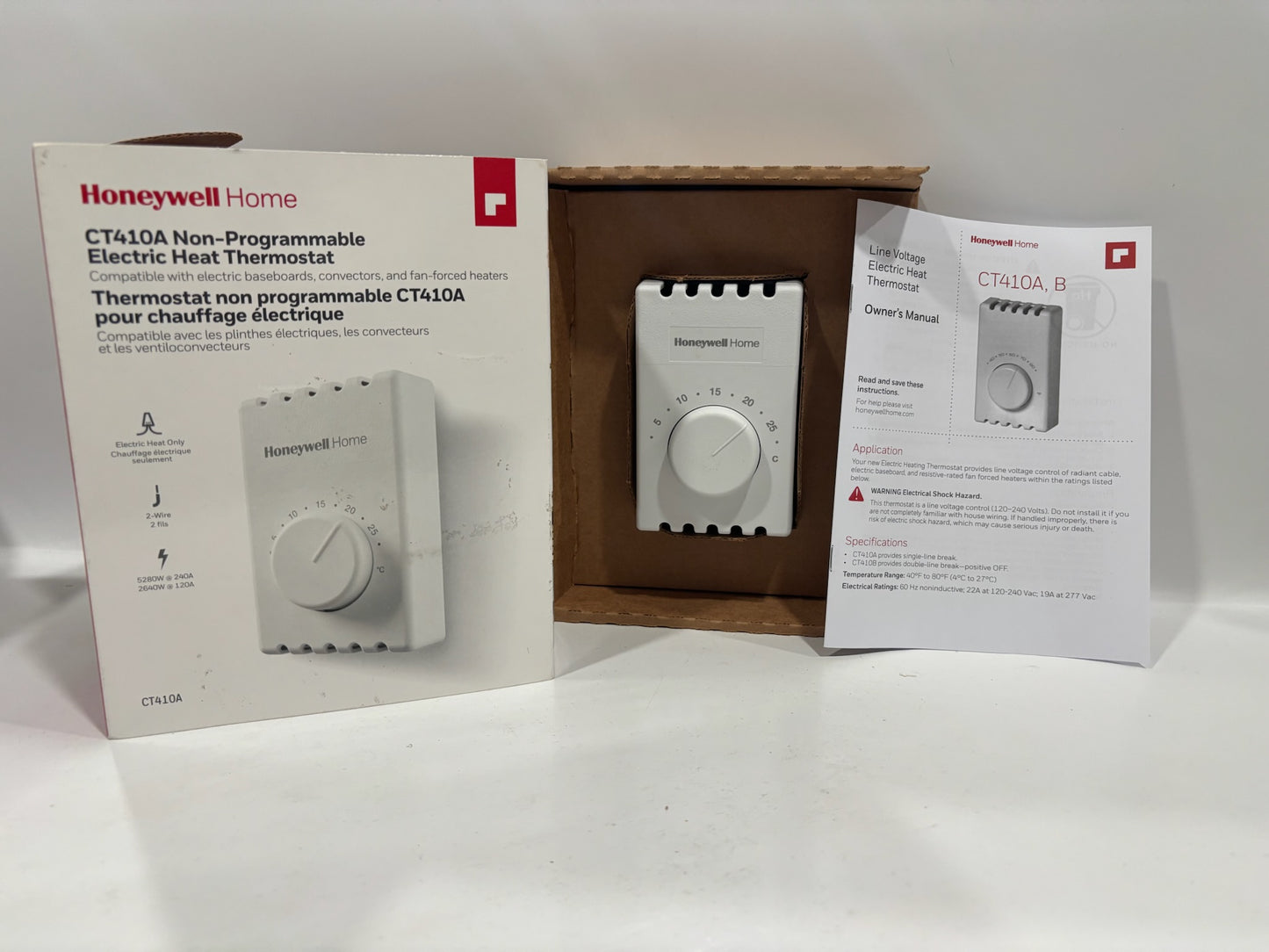 New Open 10PK HoneyWell CT410B Non-Program, Electric Heat Thermostat