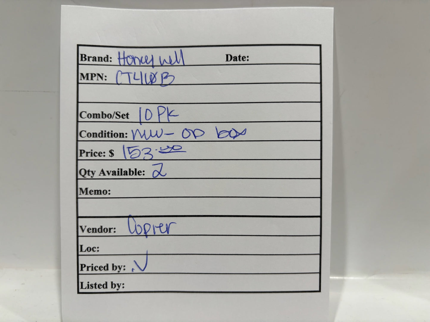 New Open 10PK HoneyWell CT410B Non-Program, Electric Heat Thermostat