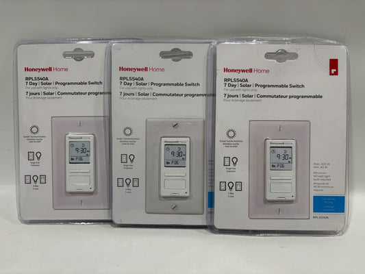 New 3Pk HoneyWell RPLS540A 7-Day Programmable Switch