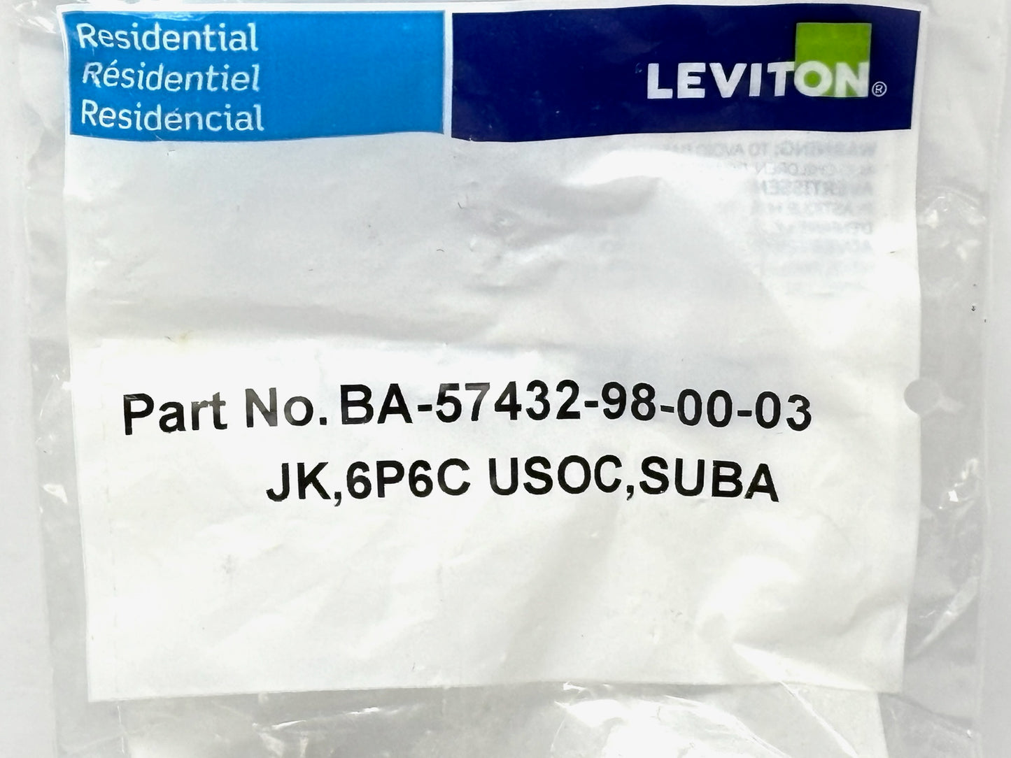 31PK Leviton 6P6C Voice‑Grade USOC QuickPort™ Jack