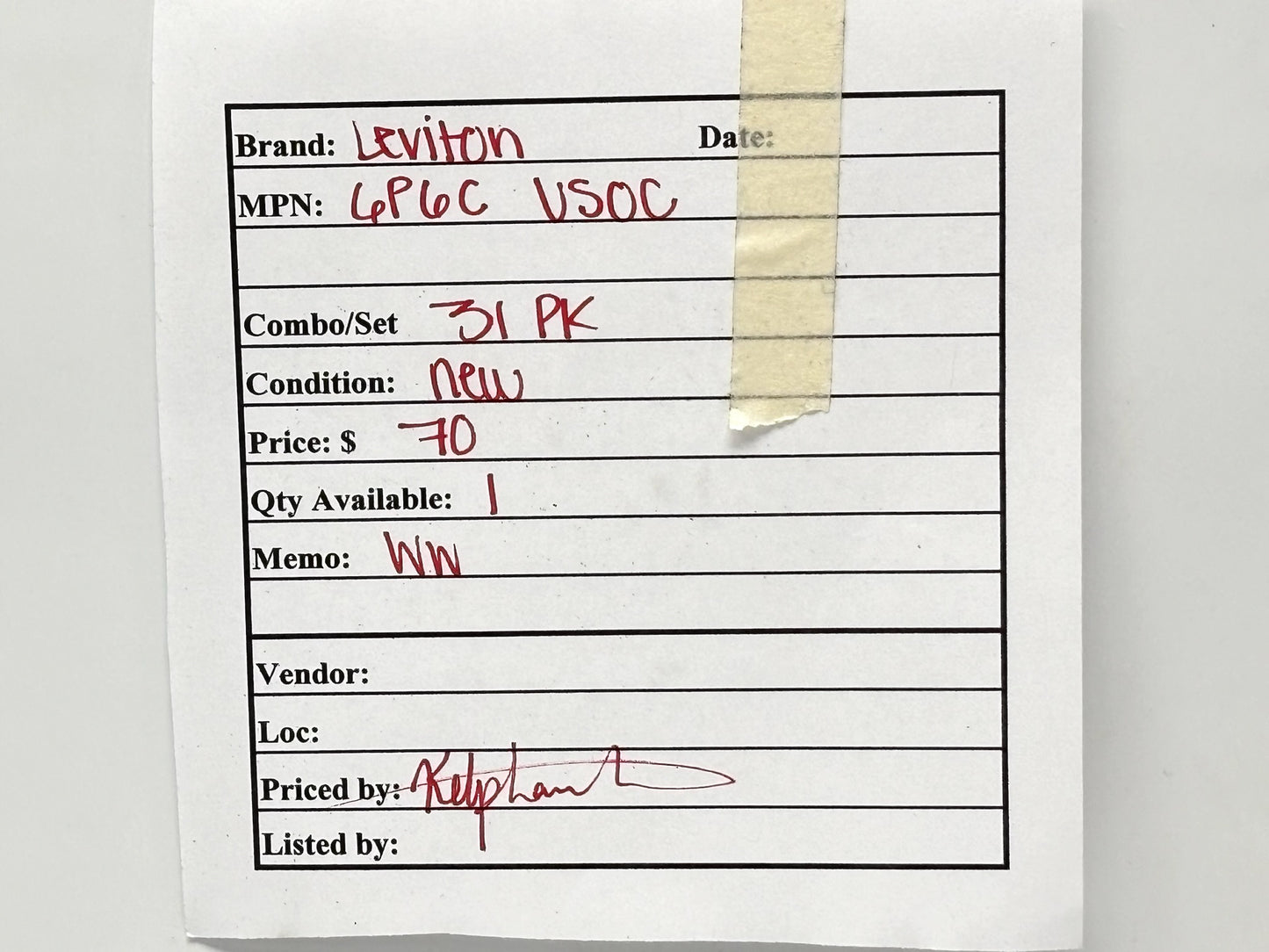 31PK Leviton 6P6C Voice‑Grade USOC QuickPort™ Jack