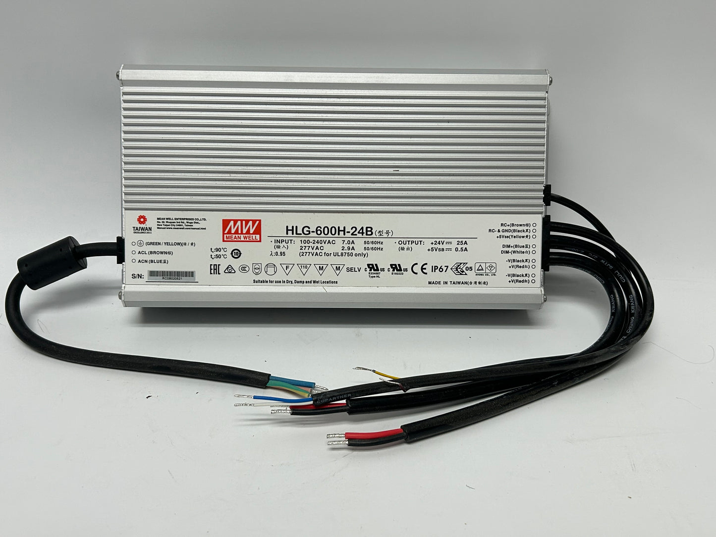 MEAN WELL HLG-600H-24B Power Supply Input 100-240VAC Output +24v
